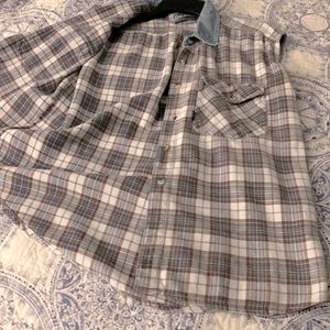 GRUNGE Plaid Sleeveless Button Down